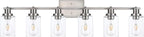 6 Light Track Lighting Kit Brushed Nickel Kitchen Track Lighting Fixtures Ceiling Mount Bathroom Vanity Wall Scones Light Fixture with Clear Glass, Rotatable Spotlight for Kitchen Shop Hallway