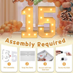 imprsv 3FT Light Up Numbers, Marquee Numbers 15th Birthday Decorations for Girls Boys, 15th Birthday Women Foam Board Anniversary Party Decorations Arch Kit (DIY)