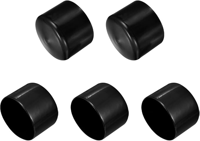 uxcell 5pcs Rubber End Caps 2 3/16"(56mm) ID Vinyl PVC Round Tube Bolt Cap Cover Screw Thread Protectors Black
