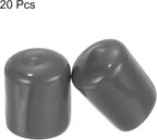 uxcell 20pcs Rubber End Caps 22mm ID Vinyl PVC Round Tube Bolt Cap Cover Screw Thread Protectors Dark Grey