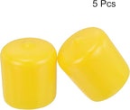 uxcell 5pcs Rubber End Caps 25mm(1") ID PVC Vinyl Round Tube Bolt Cap Cover Screw Thread Protectors Yellow