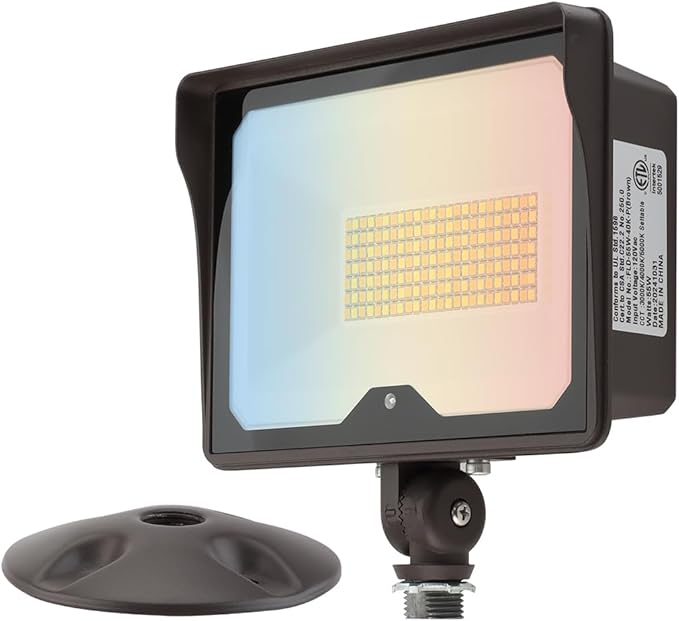 kadision 55W LED Flood Light with Dusk-to-Dawn Photocell, 3000K/4000K/5000K Selectable, 120V 6600lm IP65 Waterproof Knuckle Mount Outdoor Security Lights, ETL Listed