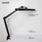Neatfi (New Model) XL 2,500 Lumens LED Task Lamp with Clamp, 5 Light Modes, 3000-6000K Correlated Color Temperature, 30W, Dimmable, 324 Pcs SMD LED, Desk Light for Home, Office (CCT, Black)