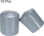 uxcell 10pcs Rubber End Caps 40mm(1.6") ID Vinyl Round End Cap Cover Screw Thread Protectors Grey