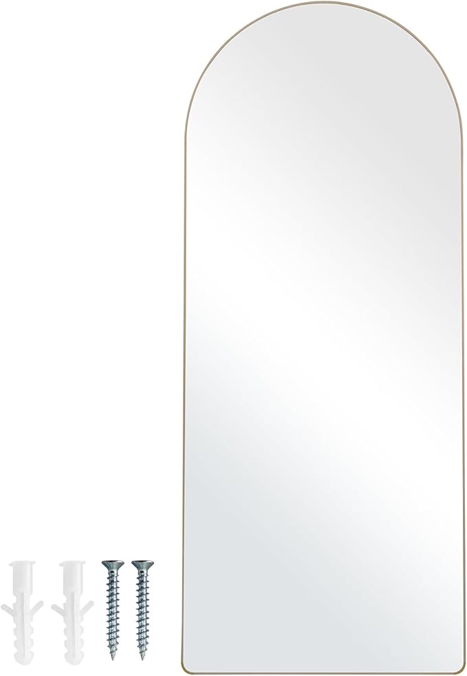 VEVOR Full Length Mirror, 71'' x 30'' Large Gold Arched Floor Mirror with Stand Aluminum Alloy Frame, Free Leaning Hanging Wall Mounted, Full Body Mirror for Bedroom Living Room