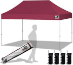 Eurmax USA 10'x15' Pop Up Canopy Tent Commercial Instant Canopies with Heavy Duty Roller Bag,Bonus 4 Sand Weights Bags (Burgundy)