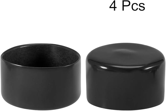 uxcell 4pcs Rubber End Caps 52mm ID Vinyl Round End Cap Cover Screw Thread Protectors Black, 40mm Height