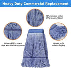 6Pack Heavy Duty Commercial Looped End Cotton Mop,String Cotton Mop Refill Heads Wet Industrial Blue Cotton Looped End String Head Refills, Heavy Mop Replace Head,for General and Floor Cleaning