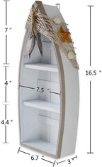 Wooden Sailboat Shelf Small Nautical Sail Boat Decor Coastal Beach Themed Ornaments for Home Bathroom Room Bedroom (C)