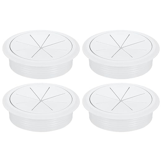 uxcell 4 Pcs Desk Grommet, 3.15 inch 80mm Desk Cable Hole Cover Wire Hole Insert for Home Office Table Cabinet Cord Organizer, White