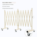 GYMTIME Expandable Metal Barricade, Flexible Mobile Safety Barrier, Folding Security Gate with Casters, Adjustable Traffic Temporary Fence for School, Shopping Mall, 16 Feet, Milkyellow