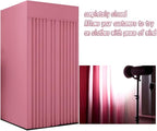 Clothing Store Fitting Room, Portable Dressing Room, Movable Changing Room for Boutique with Shading Fabric Cloth Privacy Curtains Screen for Bar Party Pool (Pink)
