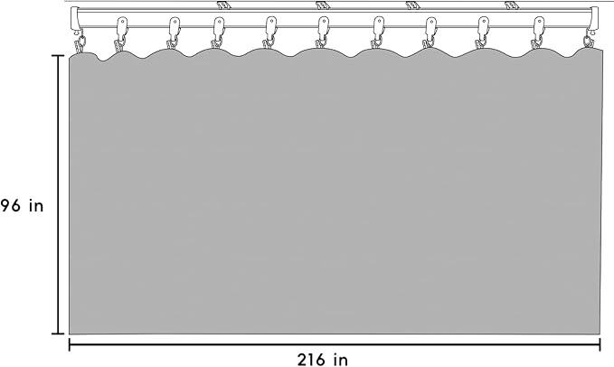 Room Divider Blackout Curtains Flexible Sliding Tracks Sets Ceiling Mounted Rod Window Curtain Privacy Separation for Bedroom Living Rooms,1 Panel Black Drape and Black Track Set-W216xH96 in