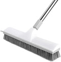 Floor Brush, 2-in-1 Scraping Brush,with 59.8" Long-Handled Adjustable Floor Brush, Suitable for Cleaning Kitchen, Bedroom, Shower Room, Floor, Tile Patios, Outdoor Patio, Terrace (White)