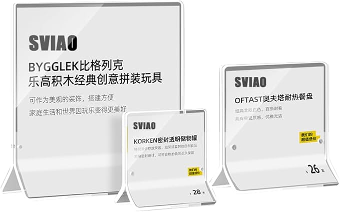 Acrylic Sign Holder Price Tag Displays Table Top Sign Stand (A：150*150mm/5.9*5.9 inches)