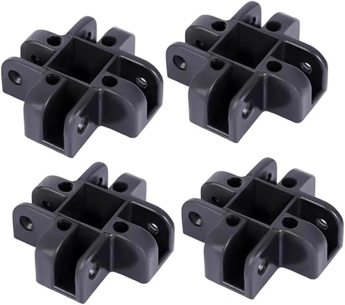 Pop-Up Canopy Center Connector 4-Way Black Plastic, Fits 34×34mm Square Tubes for Gazebo Tent and Awning Frames, Quick Screw-On Assembly, 4-Pack for Outdoor Camping Use(Upper Four Forks)