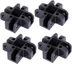 Pop-Up Canopy Center Connector 4-Way Black Plastic, Fits 34×34mm Square Tubes for Gazebo Tent and Awning Frames, Quick Screw-On Assembly, 4-Pack for Outdoor Camping Use(Upper Four Forks)