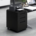 3 Drawer Mobile File Cabinet with Lock, Under Desk Metal Filing Cabinet for Home Office, Assembled Removable Under Desk Storage with Wheels for A4-Size/Letter-Size/Legal-Size (Black)