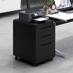 3 Drawer Mobile File Cabinet with Lock, Under Desk Metal Filing Cabinet for Home Office, Assembled Removable Under Desk Storage with Wheels for A4-Size/Letter-Size/Legal-Size (Black)