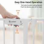 COMOMY 127.8" Extra Wide Baby Gate, Dog Gate for House Stairs Doorways Fireplace, Auto Close Pet Gate with Door Walk Through, 5 Metal Panels, Hardware Mounted Baby Fence Indoor Outdoor(30" Tall,White)