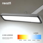 Neatfi XL 2,500 Lumens LED Task Lamp, 22 Inches Wide, 30W, 162 Pcs SMD LED, Eye-Caring, Desk Light with Clamp for Home, Office, and Study Room (Non-CCT, Silver)