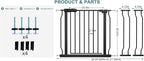 Extra Wide Baby Gate Tension Indoor Safety Gates Black Metal Large Pressure Mounted Pet Gate Walk Through Long Safety Dog Gate for The House Doorways Stairs (38.58"-43.31"/98-110CM, Black)
