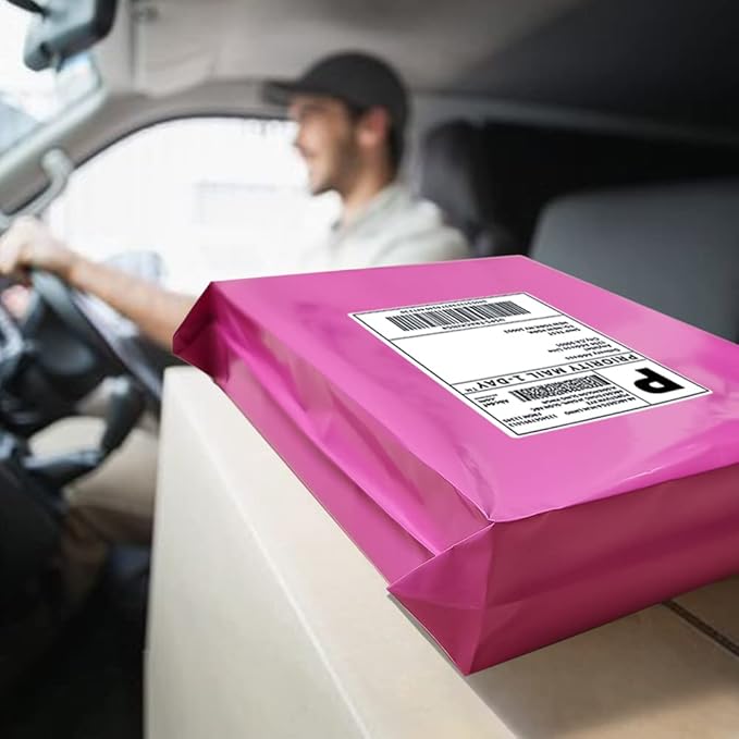 POLYSELLS 200 pcs 24x24 Inches Pink Poly Mailers Shipping Envelopes, Strong Adhesive Sealing, Waterproof, and Tear-resistant Postal Mailing Bags for Clothing, Books, and Accessories