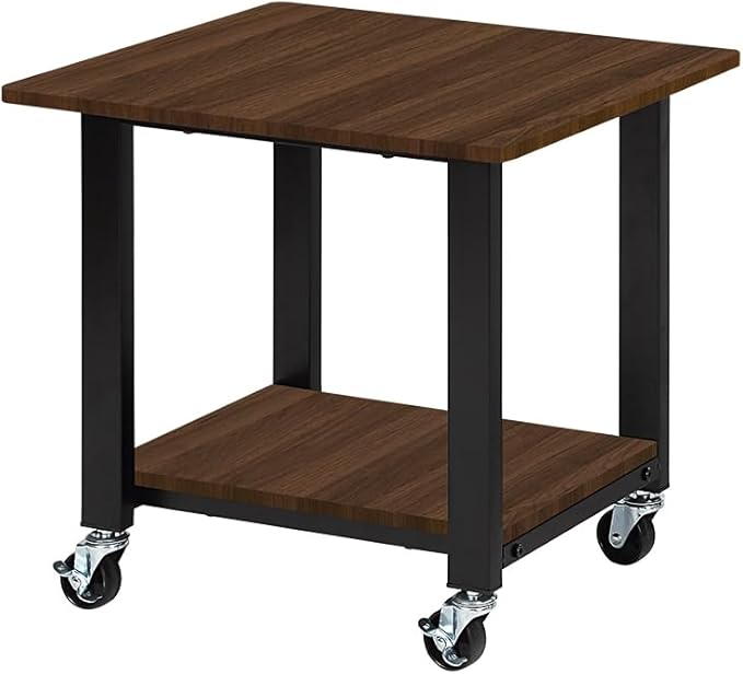 SunnyPoint 2-Tier Under Desk Printer Stand with Storage Shelf and Steel Frame, Industrial Mobile Printer Cart Holder with Lockable Improved Industrial Wheels for Home and Office