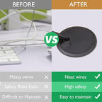 2 Pcs Desk Grommet 2-1/16" / 53 mm, Desk Cord Hole Cover, Cable Grommet ABS Plastic, Desk Hole Grommet for Home & Office Pc, Detachable Adjustable Cable Cord Organizer-Black