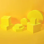 8PCS Geometric Cube Photo Props Set, Hard Foam Photography Background Props for Goods, Crafts, Lipstick, Jewelry, Cosmetics, Makeup Tools, Food (Yellow)
