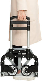 FCH Folding Hand Truck Aluminum Portable Folding Hand Cart 165lbs Capacity Hand Cart and Dolly Ideal for Home, Auto, Office,Travel Use,Black
