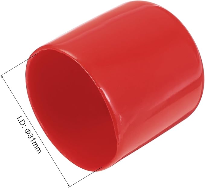 uxcell 5pcs Rubber End Caps 31mm ID Vinyl Round Tube Bolt Cap Cover Screw Thread Protectors Red