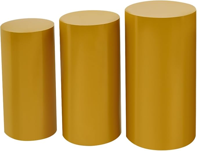 Eapmic Pedestal Stands for Party, Cake Pedestal Stand, Dessert Table Display Plinth Pillars, Sculpture Display Column Decoration Cube for Wedding Birthday (Gold, Cylinder-3Pcs(27.56"+26"+23.62"))