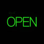 HiNeon Green LED Open Sign, 20"x7" Light-Up Business Sign with Remote, 12V Plug-In, Hanging Chain Included