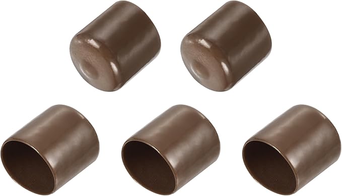 uxcell 5pcs Rubber End Caps 30mm(1 3/16") ID Vinyl PVC Round Tube Bolt Cap Cover Screw Thread Protectors Brown