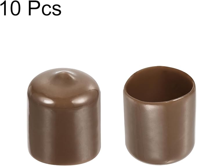 uxcell 10pcs Rubber End Caps 19mm(3/4") ID Vinyl Round End Cap Cover Screw Thread Protectors Brown