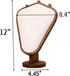 Walnut Color Body Wood Necklace Display Stand with White Leather Soft Mat Necklace Holder Organizer Desktop Stand for Home Store Dresser-4.45"x8.4"x12"