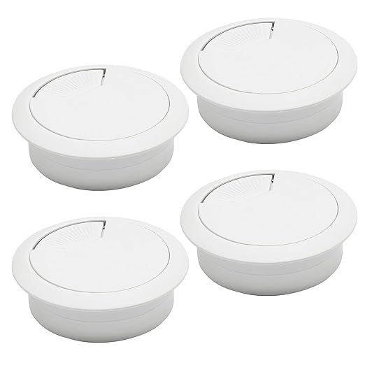 Desk Grommet 2-1/16" (53 mm), Desk Cord Hole Cover, Cable Grommet ABS Plastic, Desk Hole Grommet for Office and Home Table Cable, Detachable Adjustable Cable Cord Organizer (White 4 Pcs)