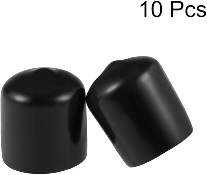 uxcell 10pcs Rubber End Caps 21mm ID Vinyl Round End Cap Cover Screw Thread Protectors Black