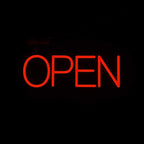 HiNeon Red LED Open Sign, 20"x7" Light-Up Business Sign with Remote, 12V Plug-In, Hanging Chain Included