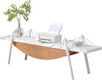 1 Tier Boat-Shaped Bookshelf, Stylish Bookcase with Drawer 70.9" Long Bookshelves for Storage Display Decor Easy Assembly Bookcase Furniture for Bedroom, Living Room and Home Office
