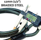 Lumintrail 12mm (1/2 inch) Heavy-Duty Security Cable, Vinyl Coated Braided Steel with Sealed Looped Ends (4', 7', 10', 15', 20', 25' or 30') (20-FT)