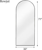 Floor Full Length Mirror, Arched Mirrors Full Length 71"x30" Freestanding Large & with Aluminum Frame & Wall Mounted & Hanging or Leaning/Full Body Mirror for Bedroom, Black