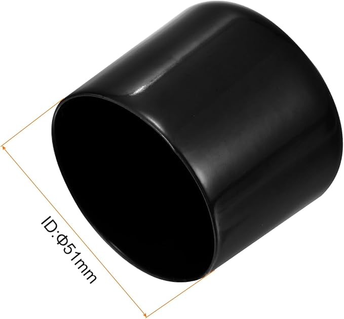 uxcell 5pcs Rubber End Caps 2"(51mm) ID Vinyl PVC Round Tube Bolt Cap Cover Screw Thread Protectors Black