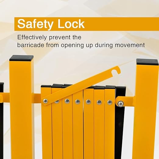 GYMTIME Metal Expandable Barricade, Safety Barrier with Casters, Retractable Traffic Fence, Mobile Temporary Folding Security Gate for Outdoor, Shopping Mall, 23 Feet, Yellow and Black