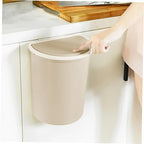 Hanging Wall-Mounted Trash Can Large Plastic Kitchen Waste Bin with Lid Practical Storage Container for Household Bedroom and Living Plastic Elegant Apricot Color