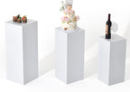 Vincidern 3PCs Metal Pedestal Stand for Party, White Display Stands Pillars for Wedding, Sculpture Display Column Decoration Cube