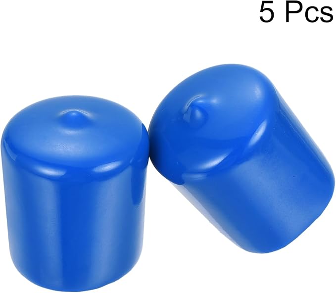uxcell 5pcs Rubber End Caps 30mm ID Vinyl Round Tube Bolt Cap Cover Screw Thread Protectors Blue