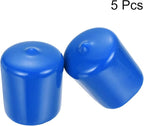 uxcell 5pcs Rubber End Caps 30mm ID Vinyl Round Tube Bolt Cap Cover Screw Thread Protectors Blue