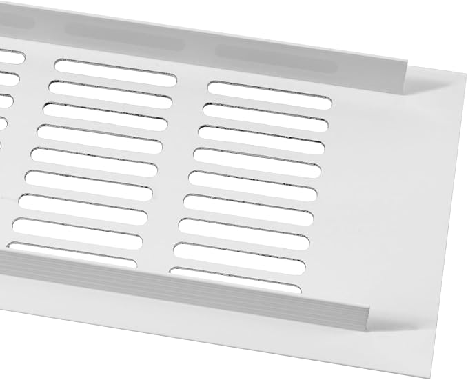 Vent Systems 19.69 x 3.15 Inch (Outer Size) - Pack of 2 - Rectangular Door Vent - White Aluminum Vent Cover, Toe Kick Vent Cover - HVAC for Home, Cabinet Vent - Intake/Exhaust Door Return Air Vent